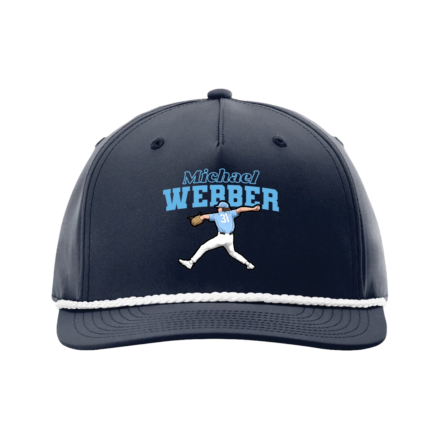 Five-Panel Classic Rope Cap — Name Arch in Navy