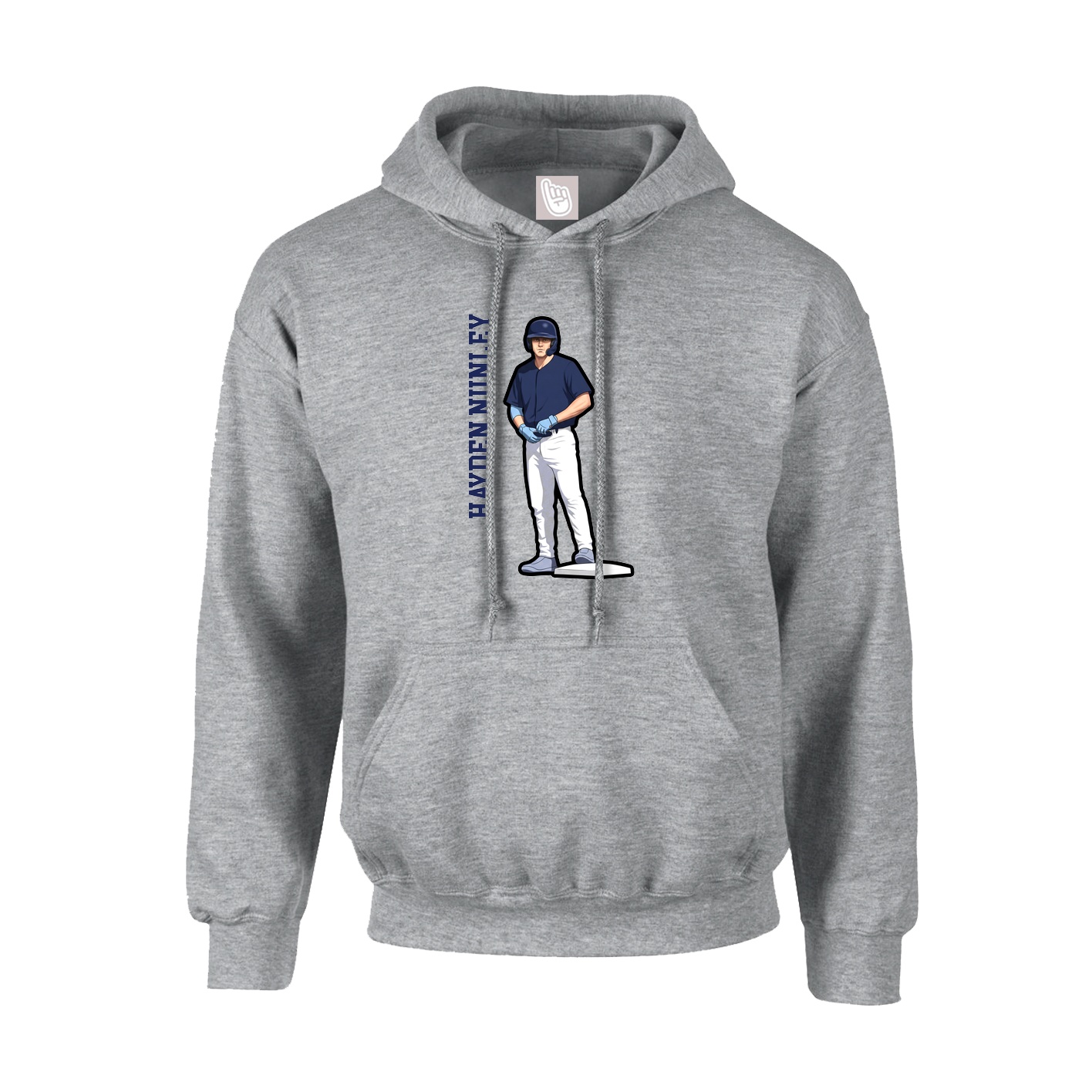 Hoodie — Name Vertical in Grey