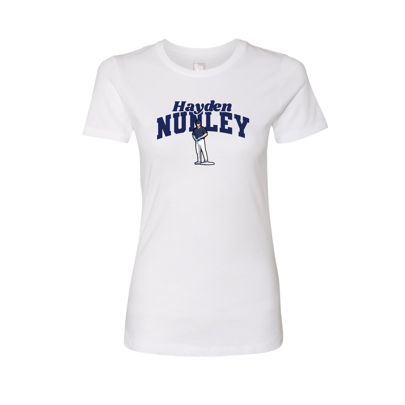 Fitted Women's Tee — Signature Arch in White