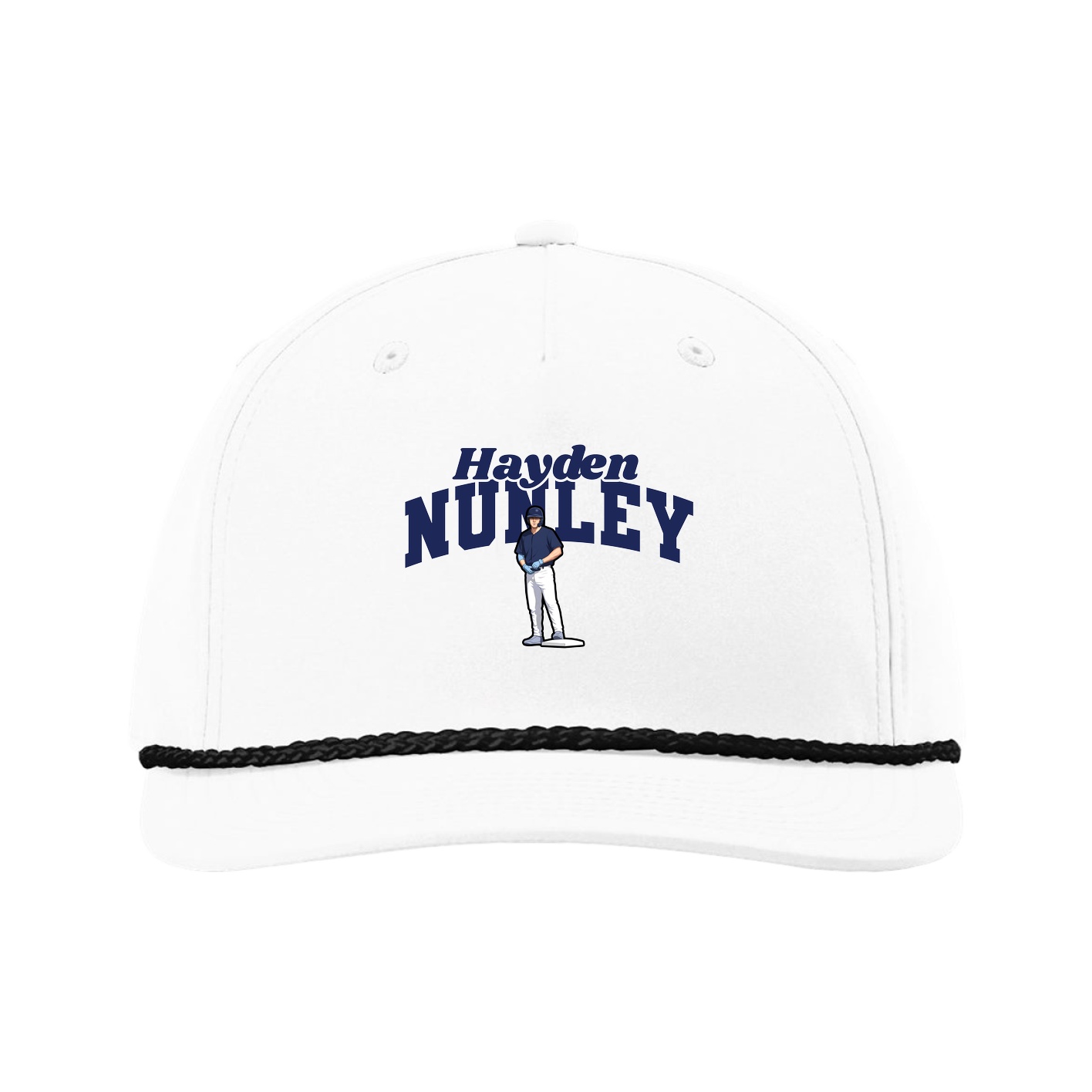 Five-Panel Classic Rope Cap — Signature Arch in White