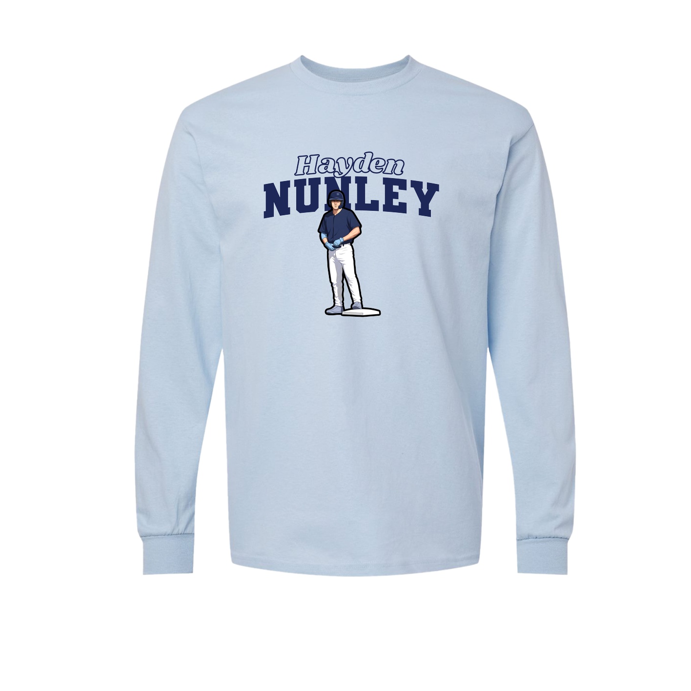 Long Sleeve Tee — Name Arch in Light Blue