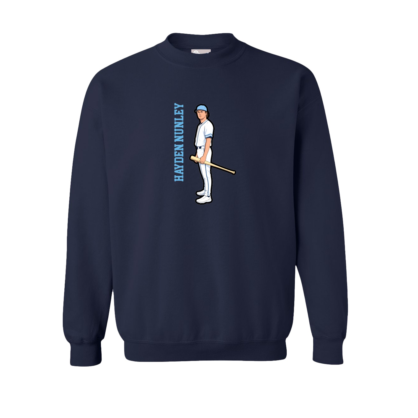 Fleece Crew — Name Vertical in Navy