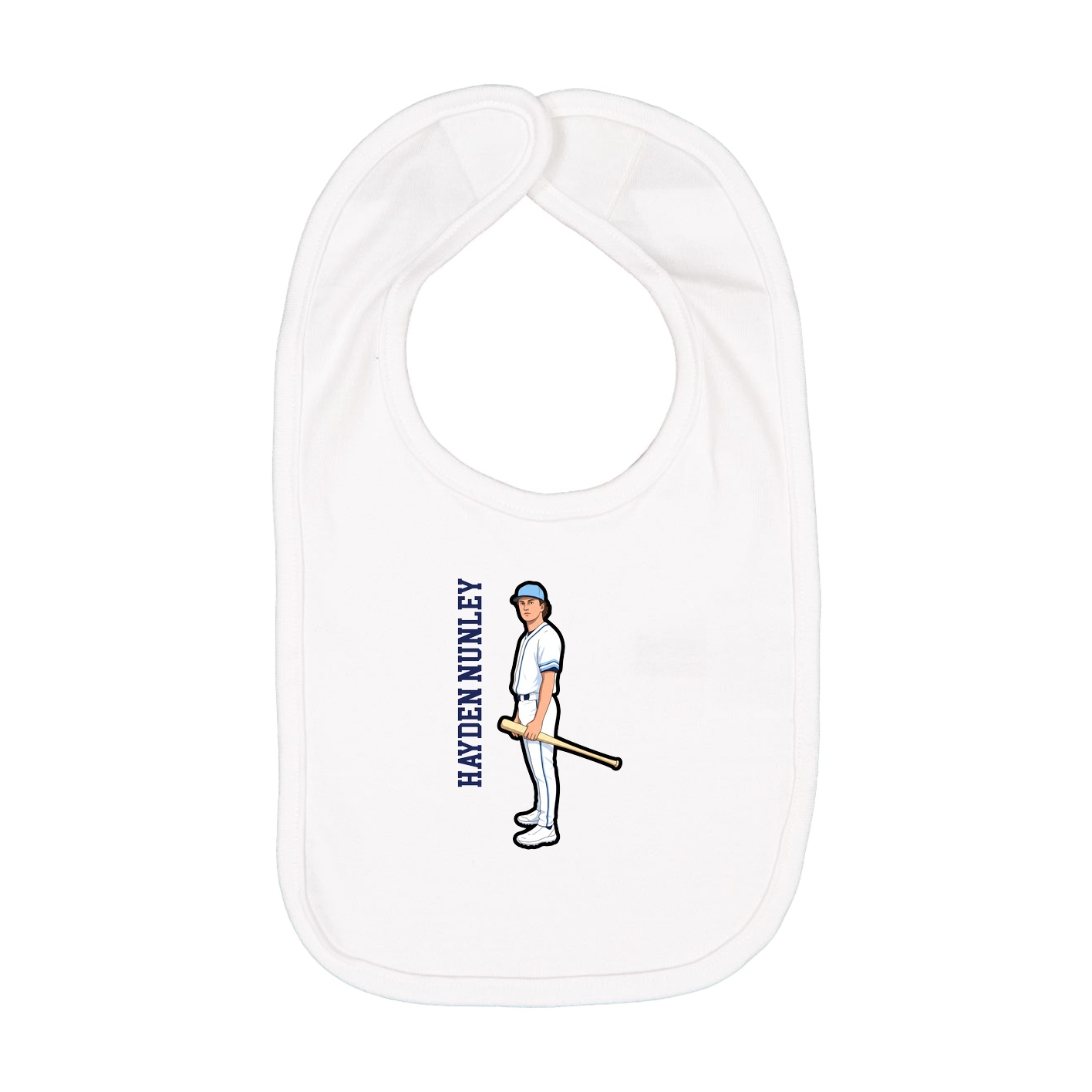 Infant Bib — Name Vertical in White