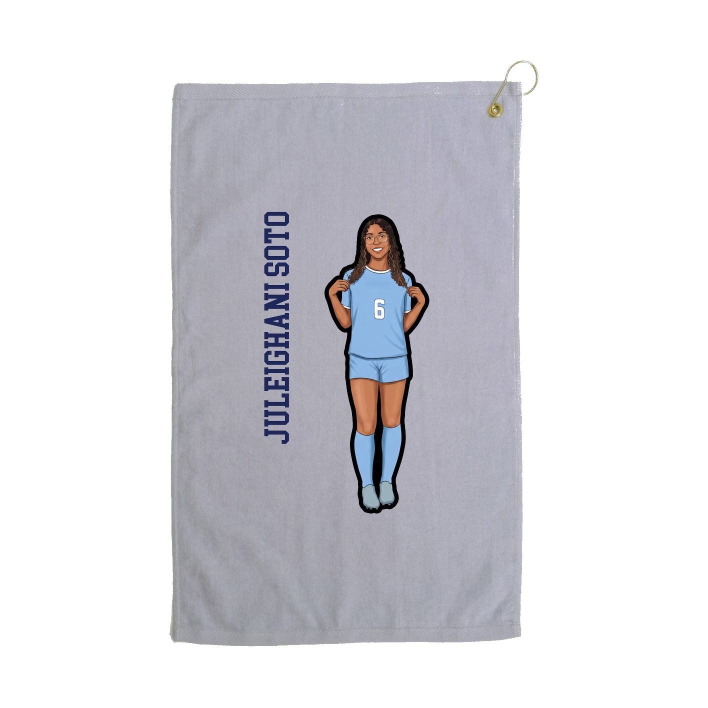Golf Towel — Name Vertical in Grey