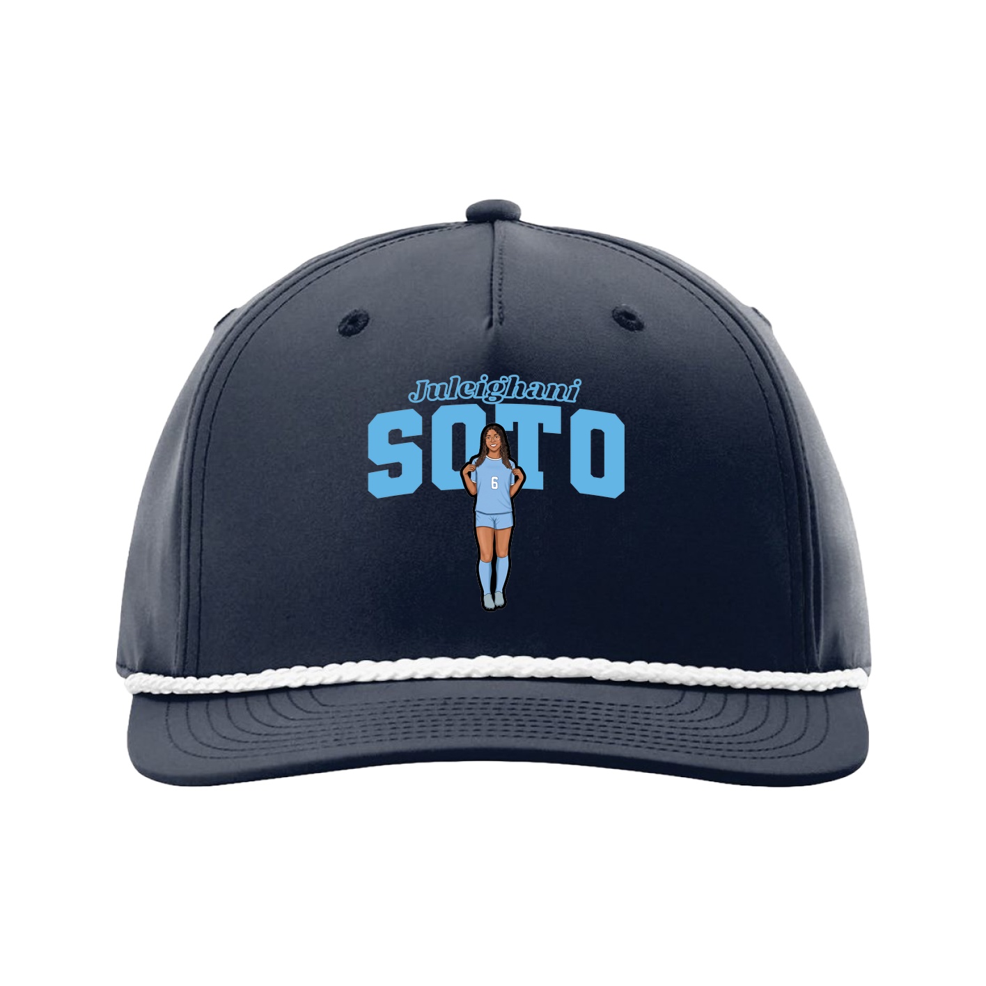 Five-Panel Classic Rope Cap — Name Arch in Navy