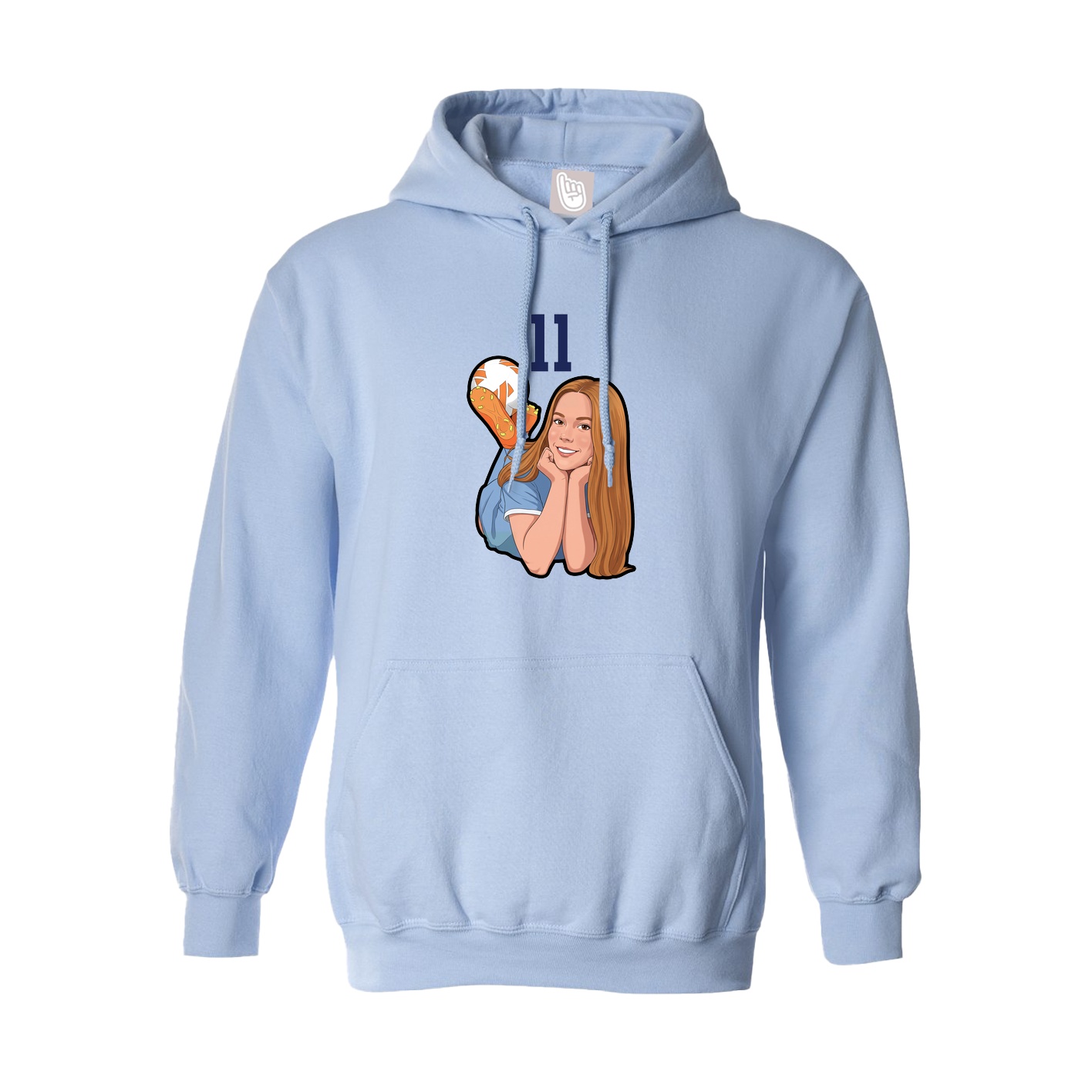 Hoodie — Number Top in Light Blue