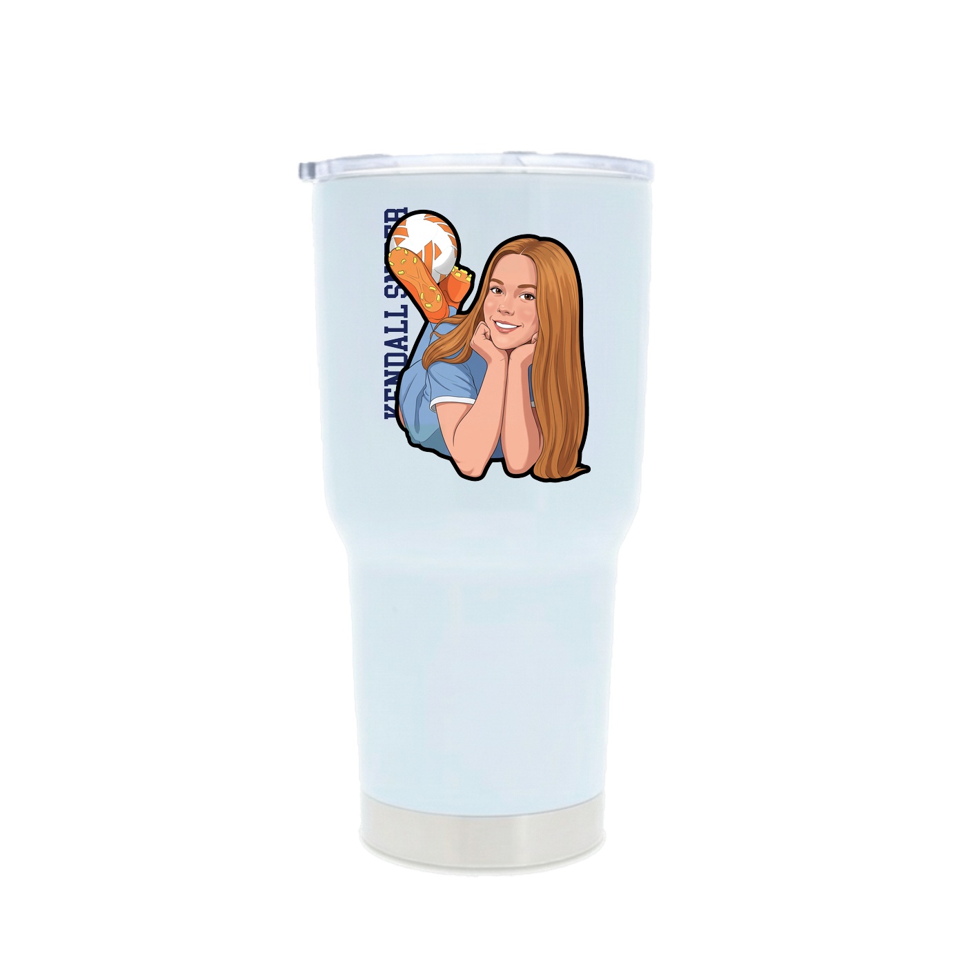 30oz Stainless Steel Tumbler — Name Vertical in White