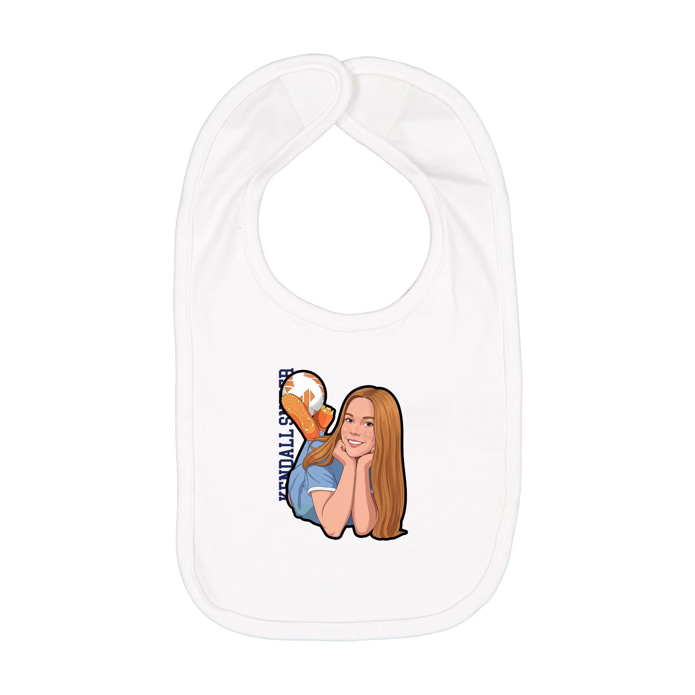 Infant Bib — Name Vertical in White