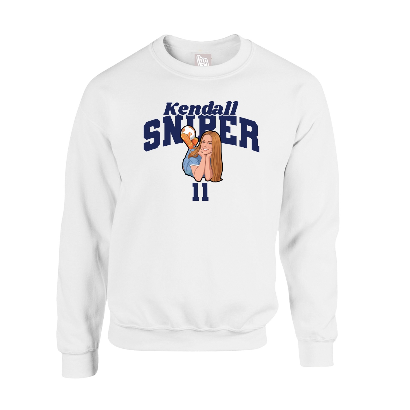 Fleece Crew — Signature Arch in White