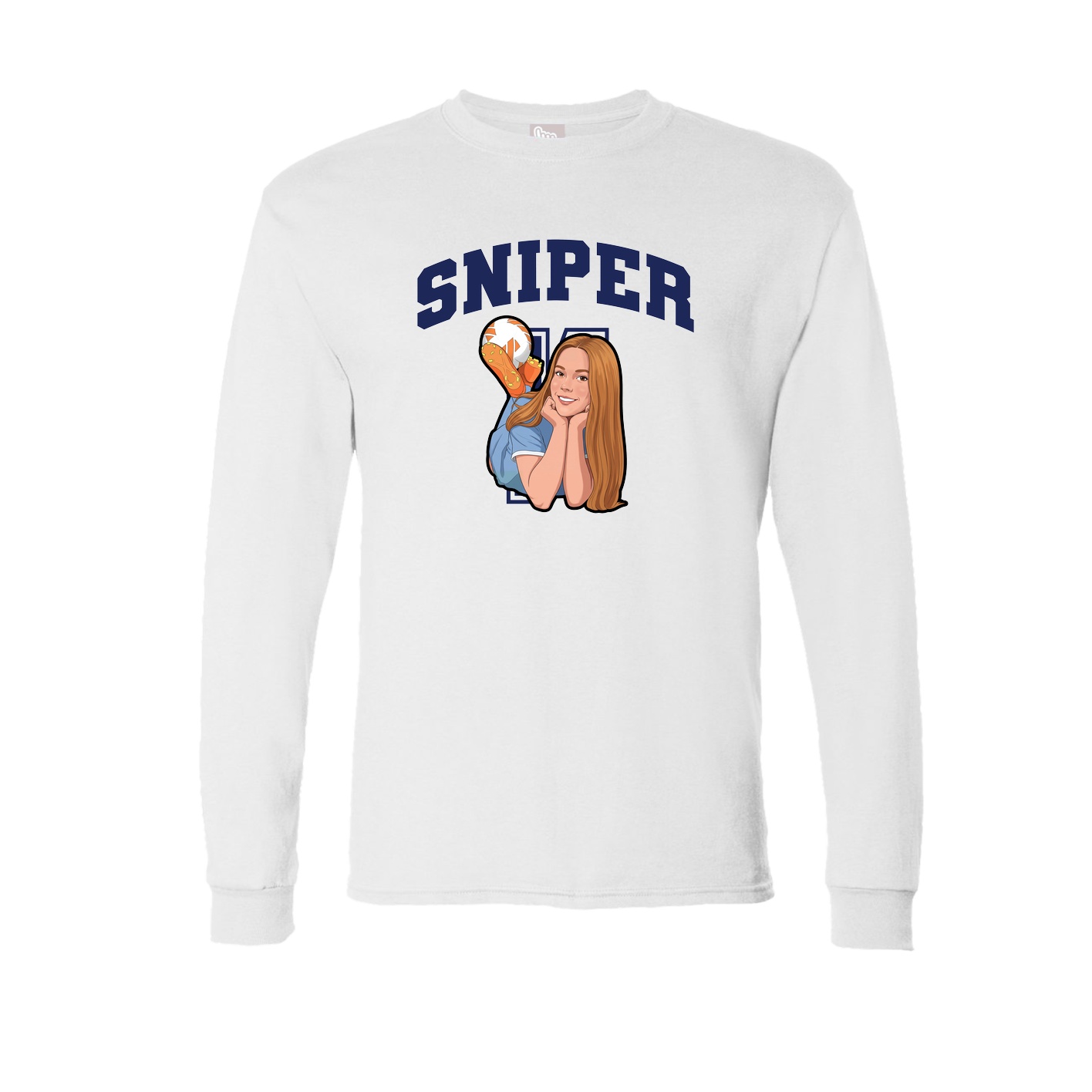 Long Sleeve Tee — Number in White
