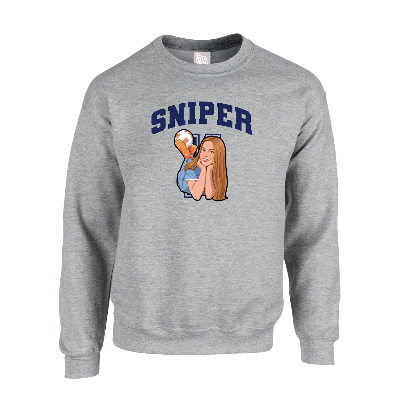 Fleece Crew — Number in Grey