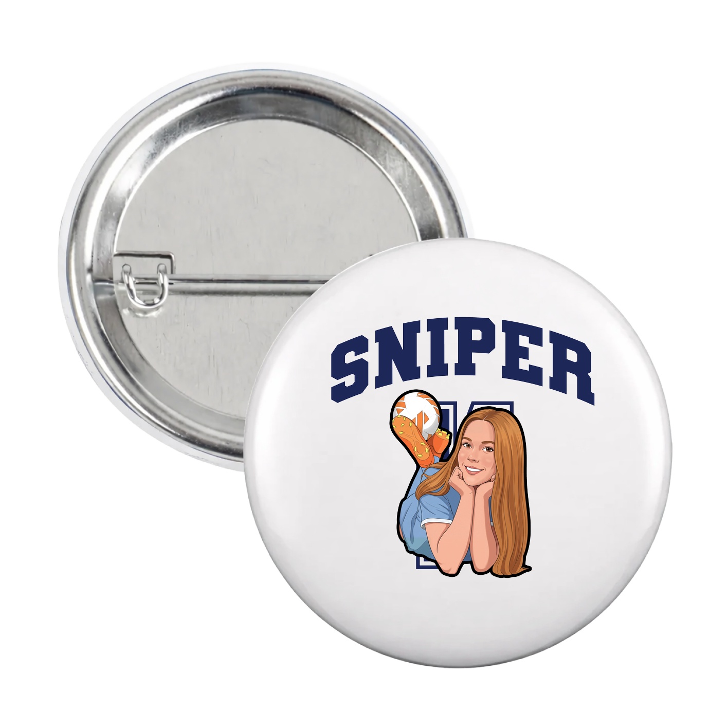 Game Day Button — Number in White