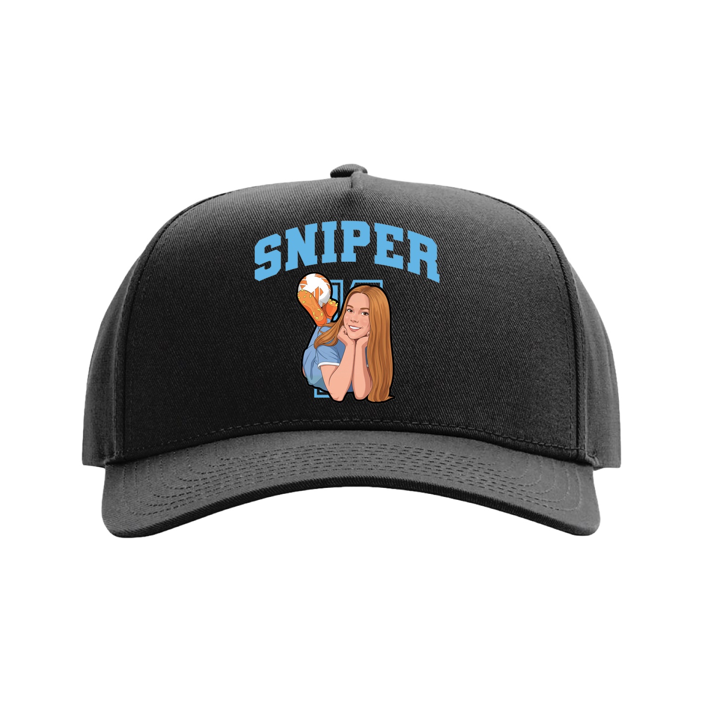 Full Fabric Five-Panel Champ Cap — Number in Black