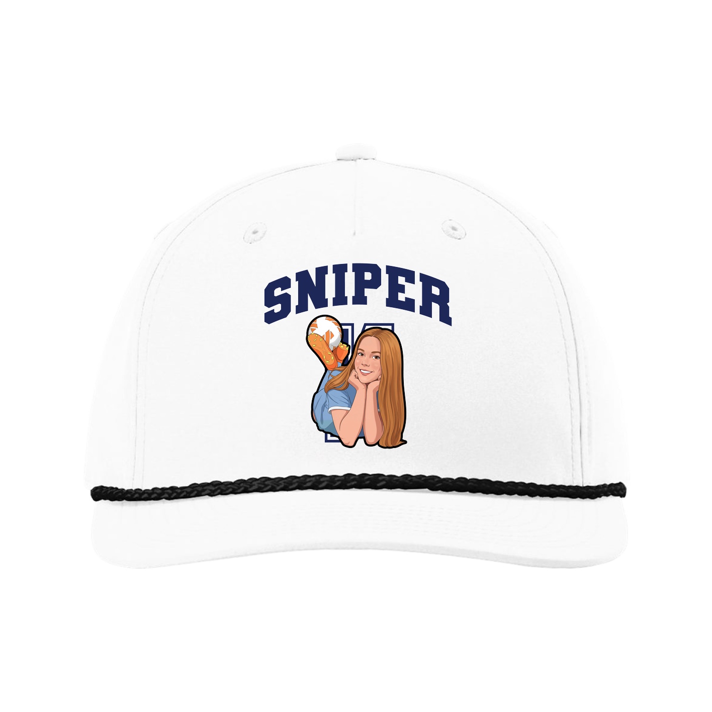 Five-Panel Classic Rope Cap — Number in White
