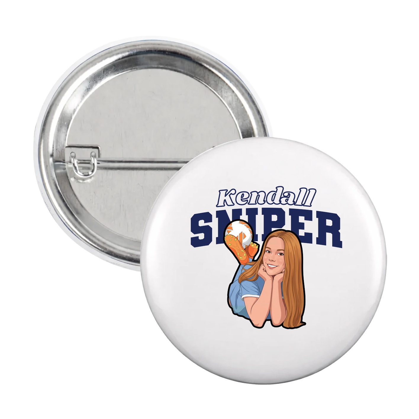 Game Day Button — Name Arch in White