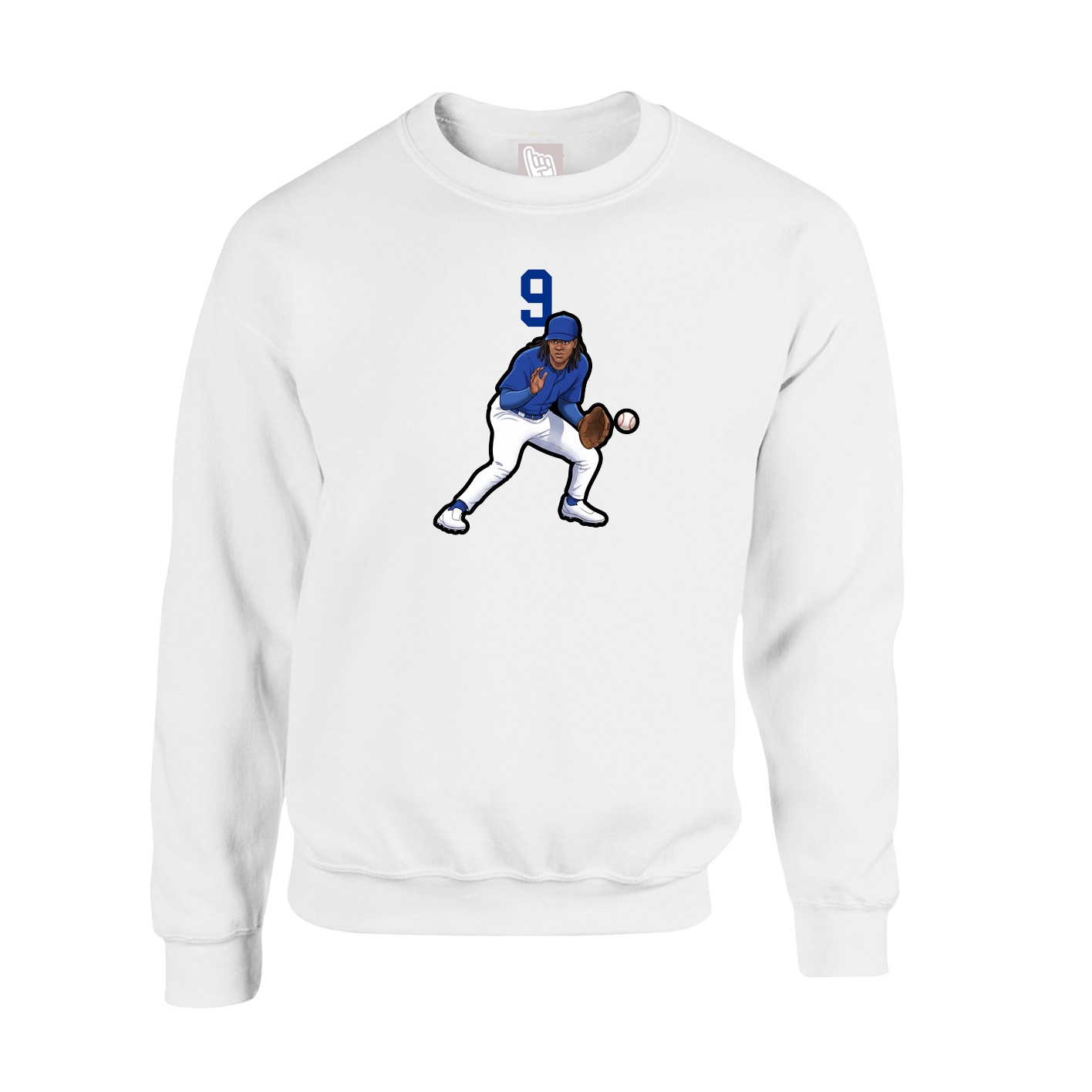 Fleece Crew — Number Top in White