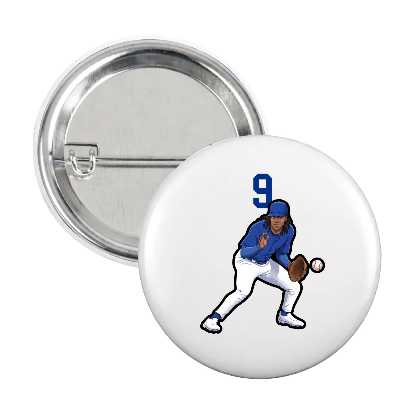 Game Day Button — Number Top in White