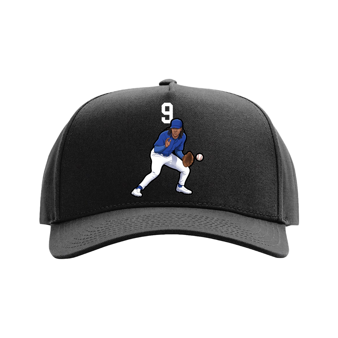 Full Fabric Five-Panel Champ Cap — Number Top in Black