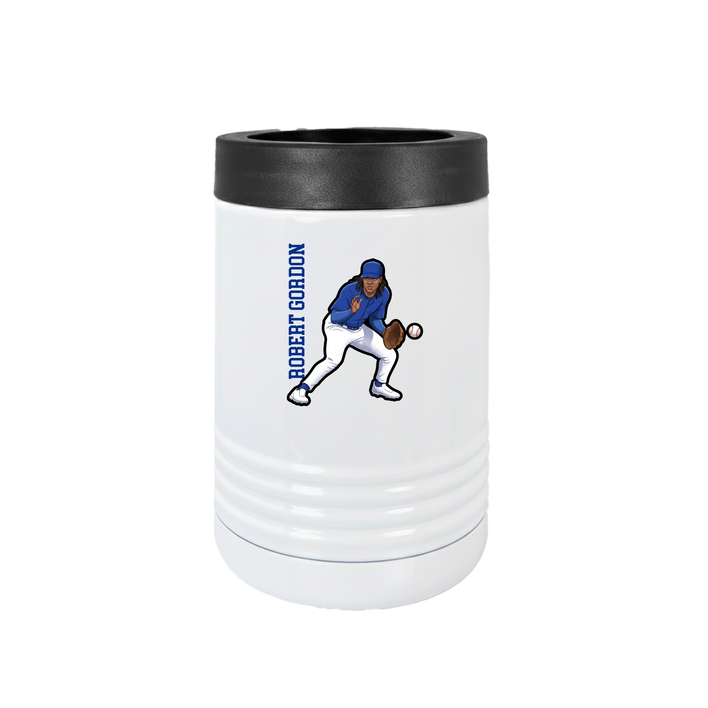 Beverage Holder — Name Vertical in White