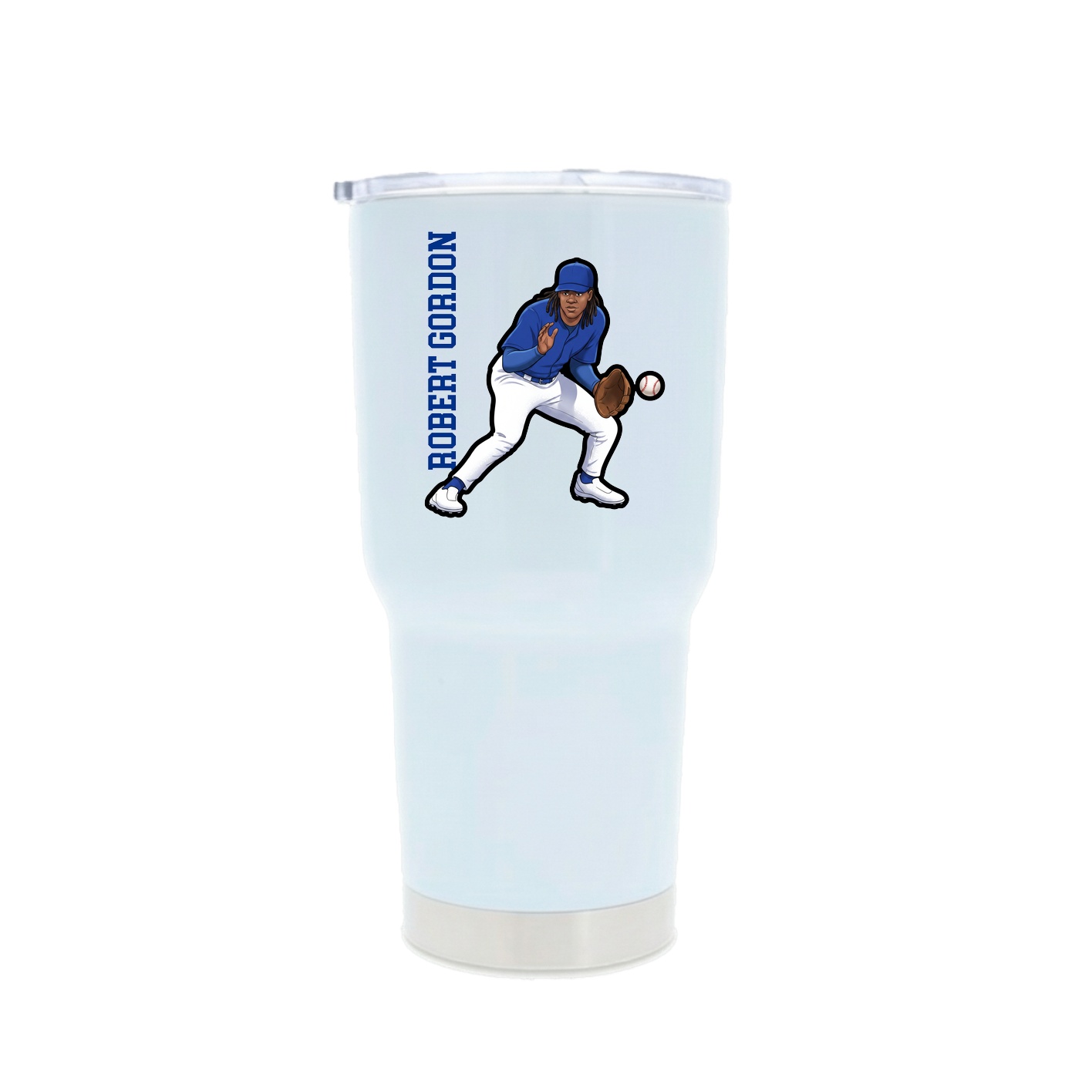 30oz Stainless Steel Tumbler — Name Vertical in White