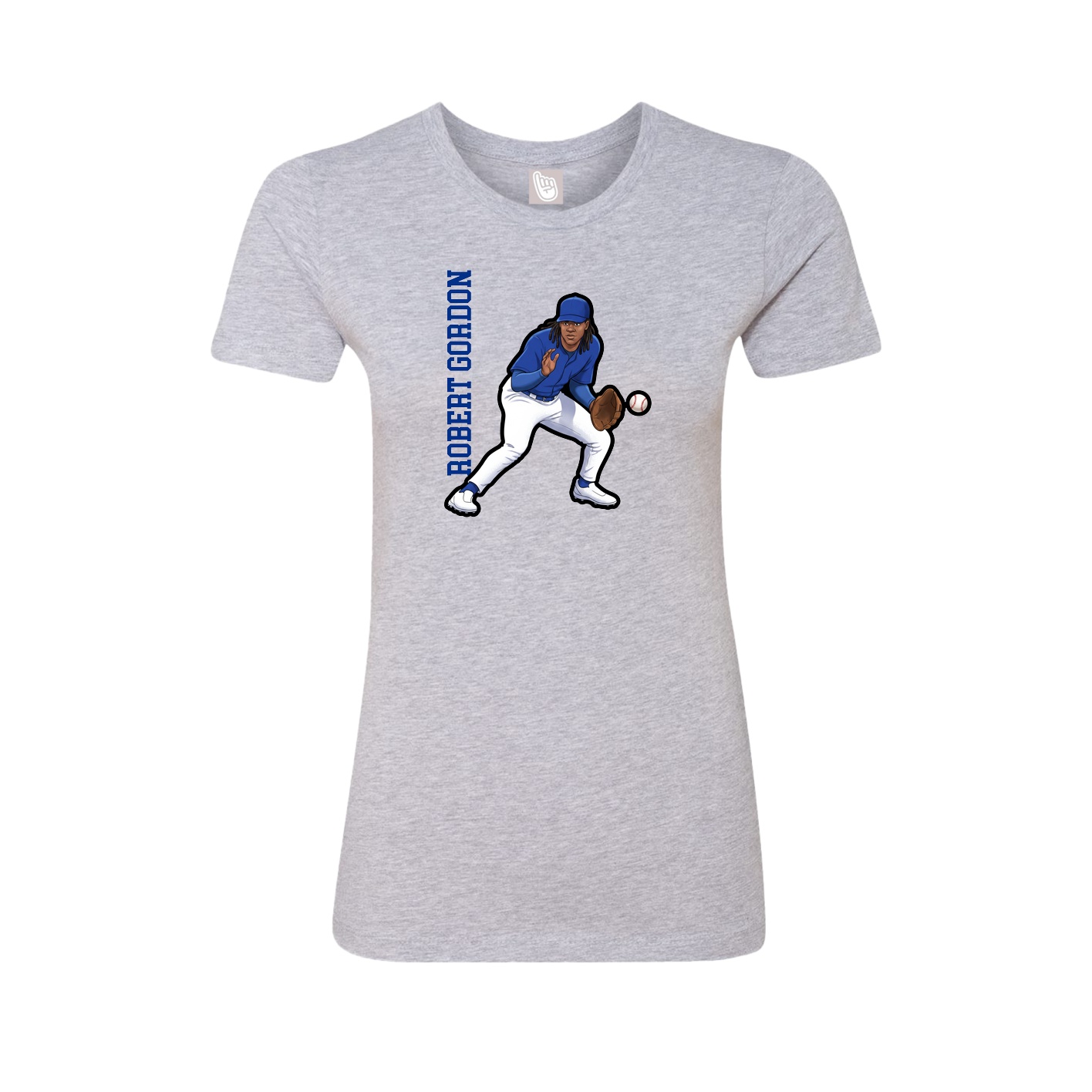Fitted Women's Tee — Name Vertical in Grey