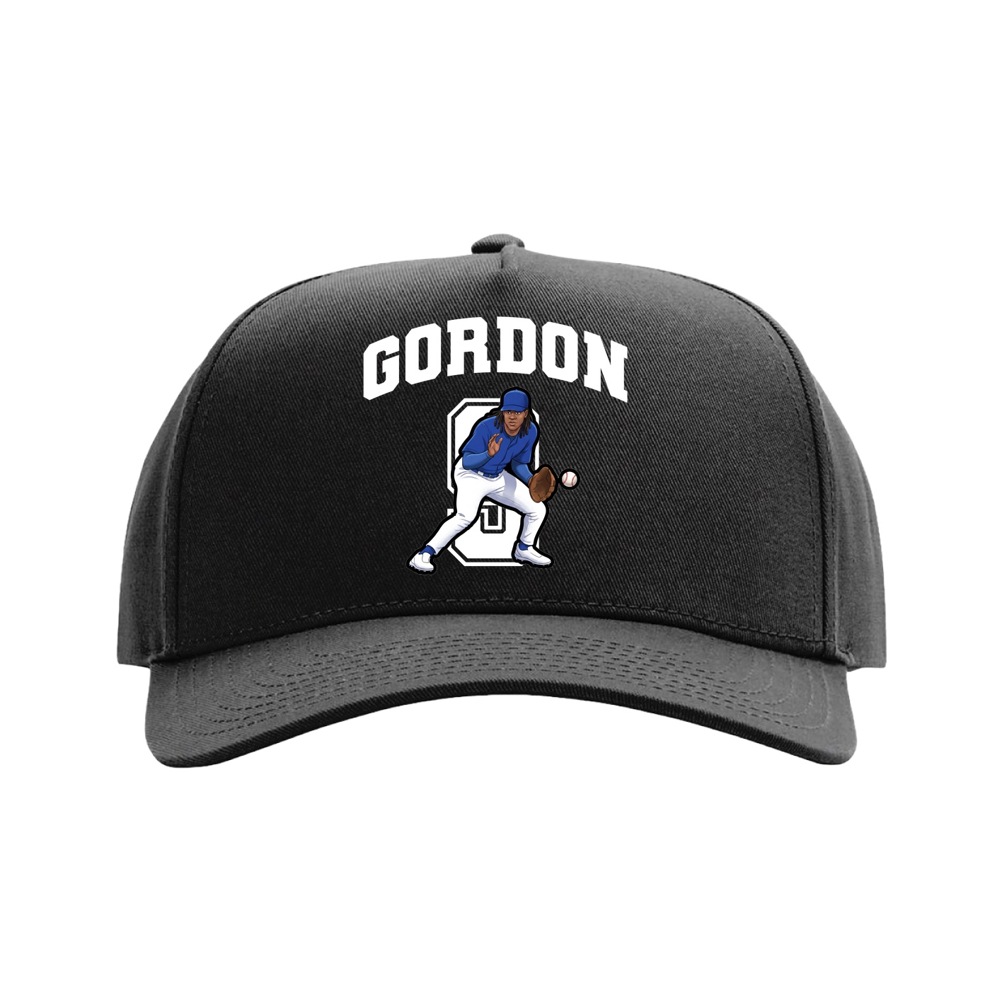 Full Fabric Five-Panel Champ Cap — Number in Black