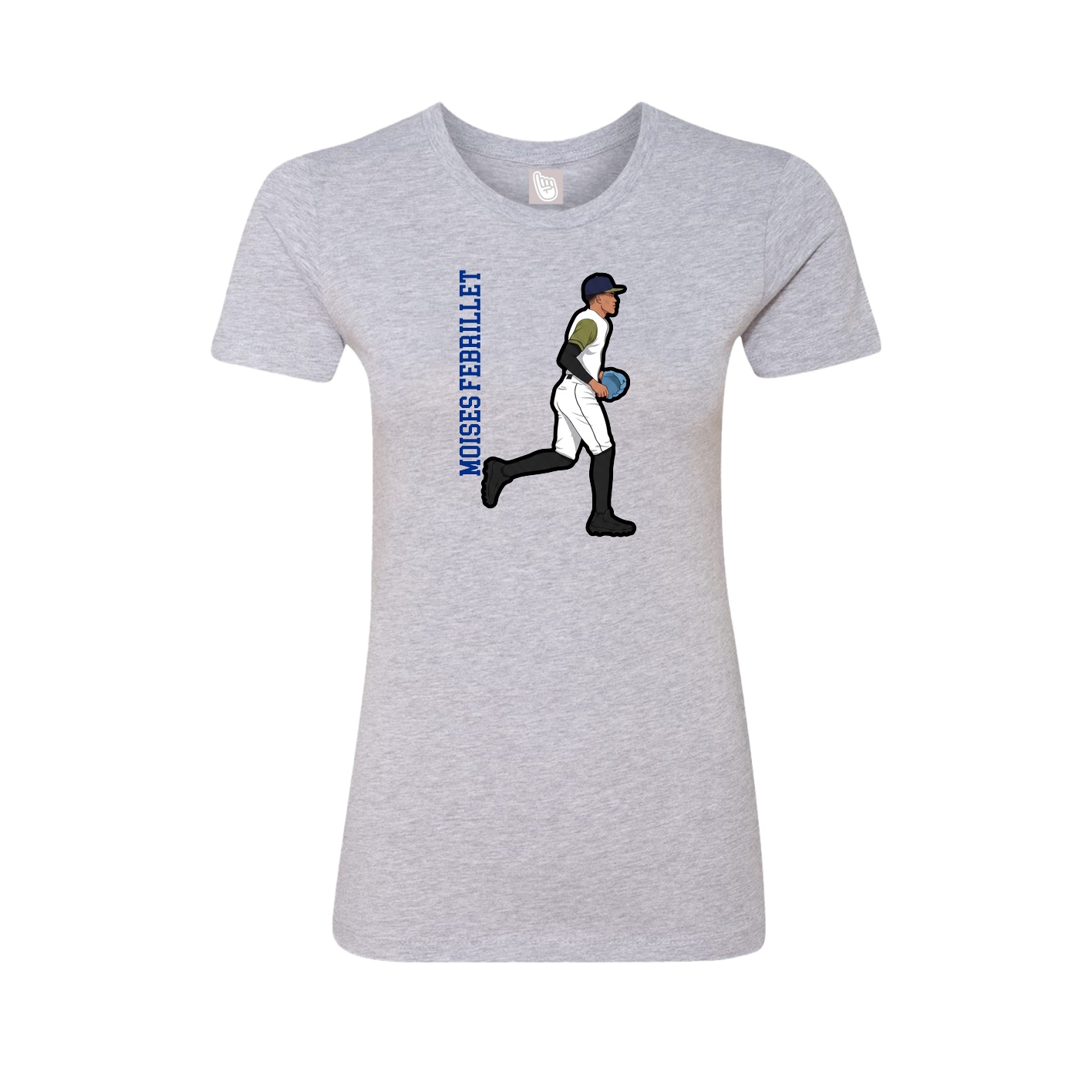 Fitted Women's Tee — Name Vertical in Grey