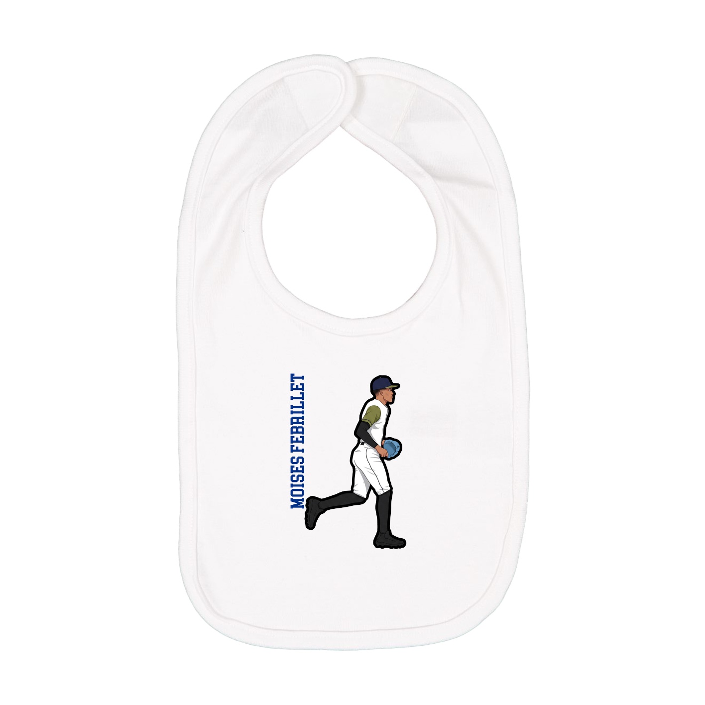Infant Bib — Name Vertical in White
