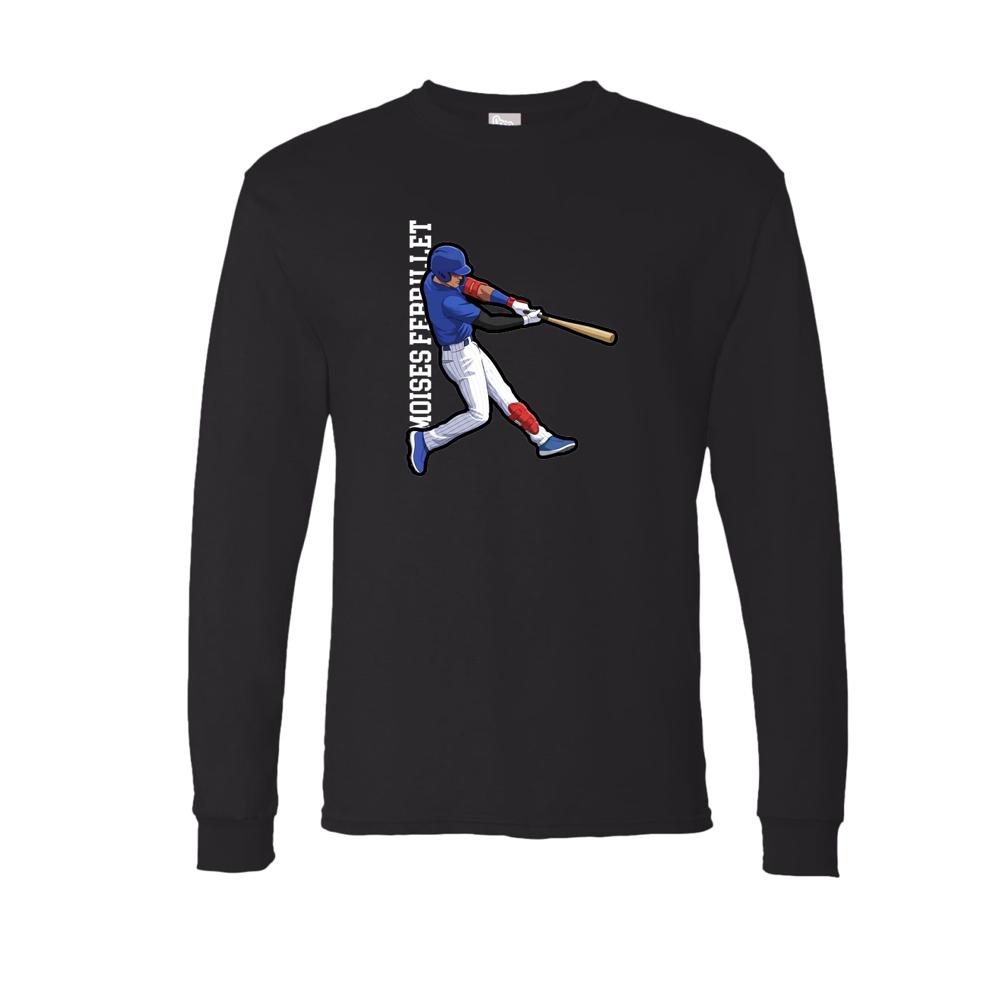 Long Sleeve Tee — Name Vertical in Black