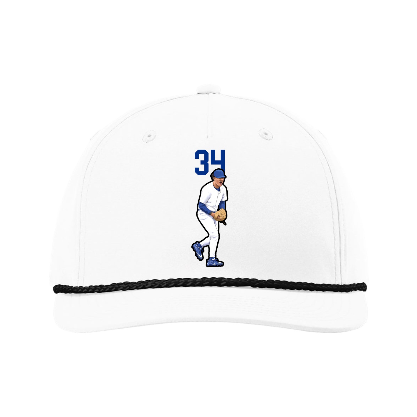 Five-Panel Classic Rope Cap — Number Top in White