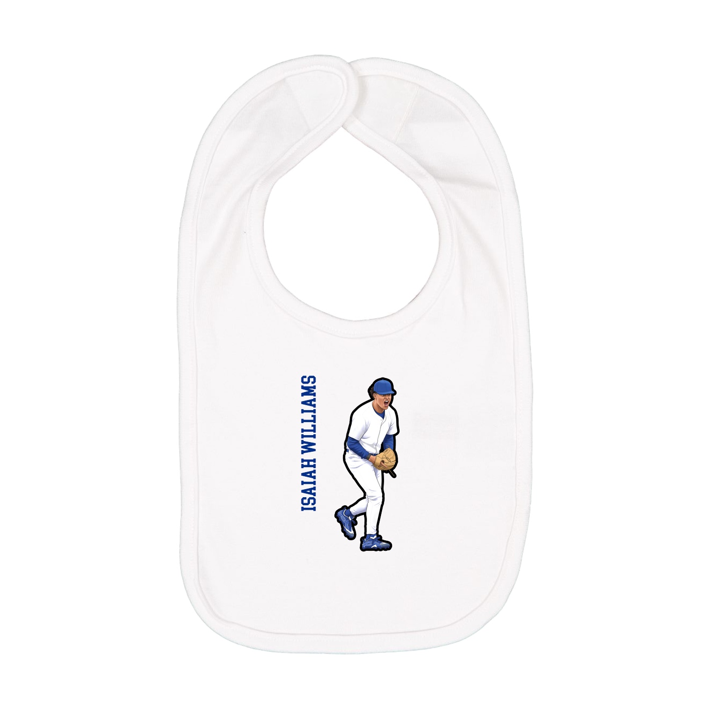 Infant Bib — Name Vertical in White