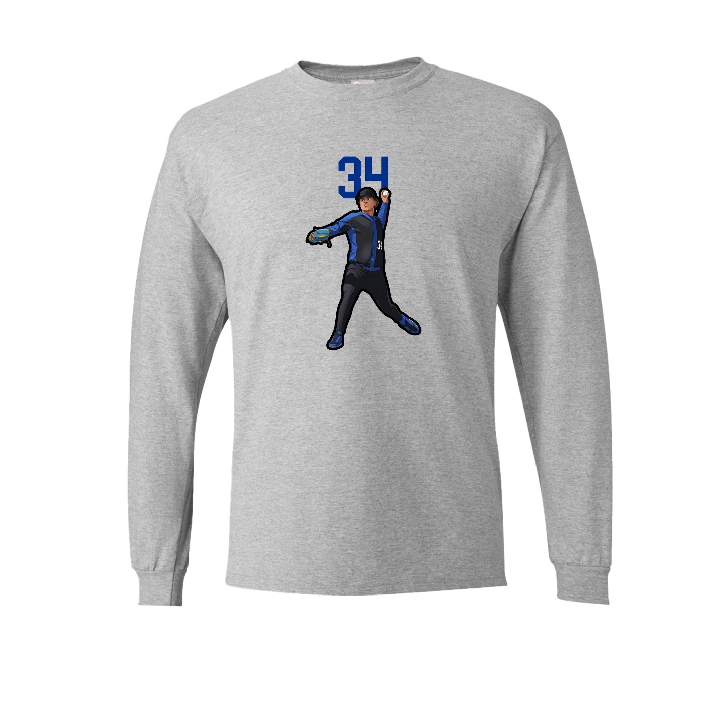 Long Sleeve Tee — Number Top in Grey