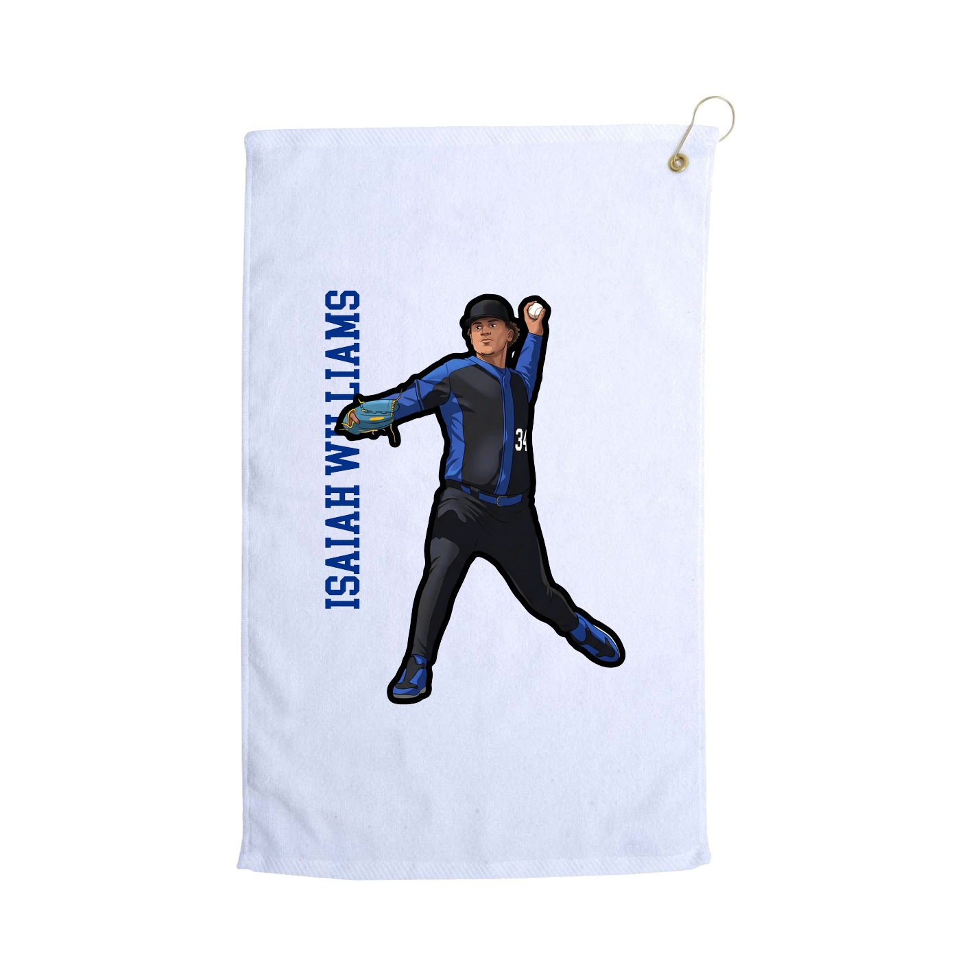 Golf Towel — Name Vertical in White