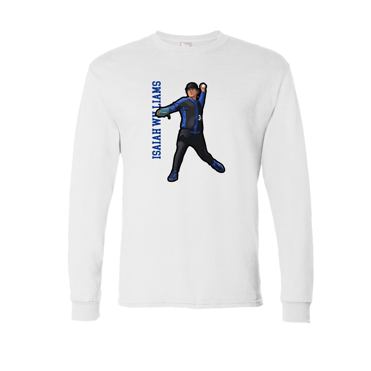 Long Sleeve Tee — Name Vertical in White