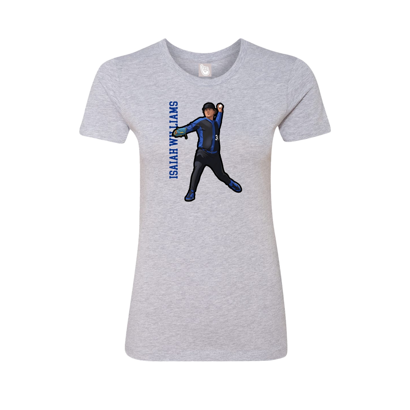 Fitted Women's Tee — Name Vertical in Grey