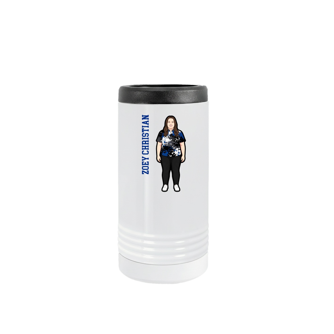 Slim Beverage Holder — Name Vertical in White
