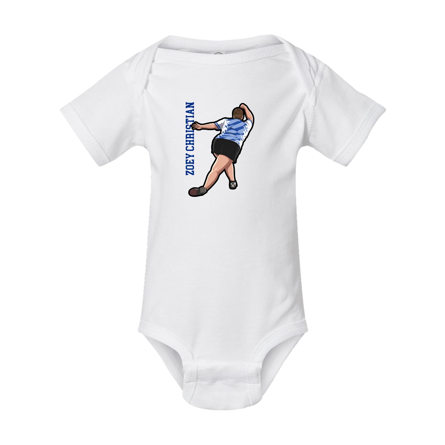 Baby Onesie — Name Vertical in White