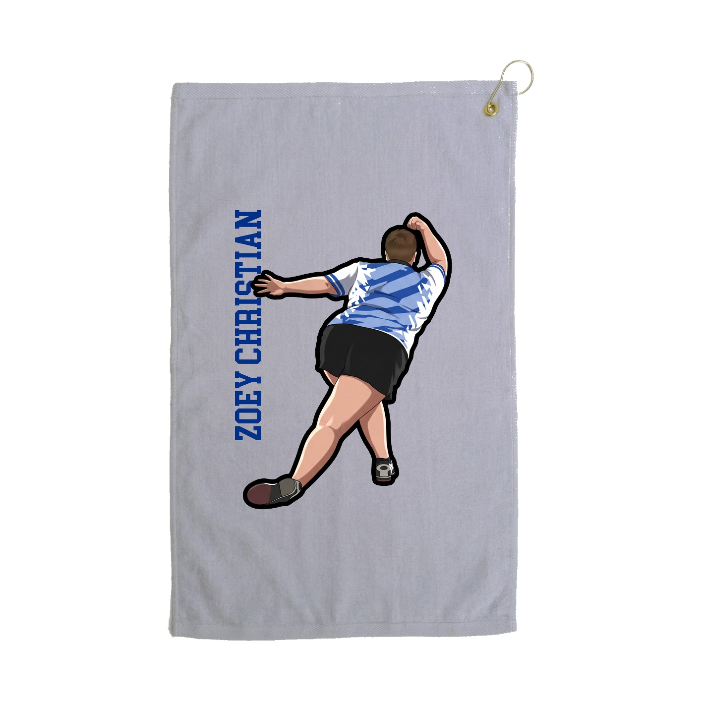 Golf Towel — Name Vertical in Grey