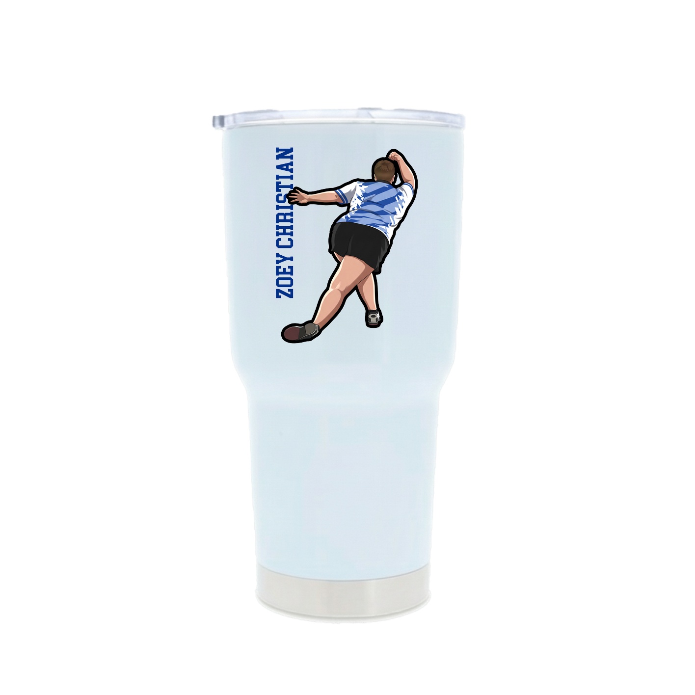 30oz Stainless Steel Tumbler — Name Vertical in White