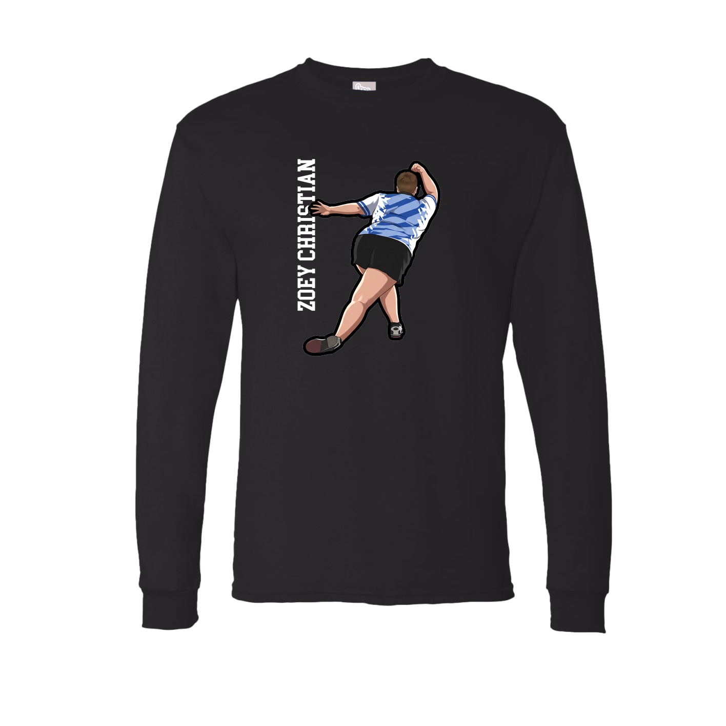 Long Sleeve Tee — Name Vertical in Black