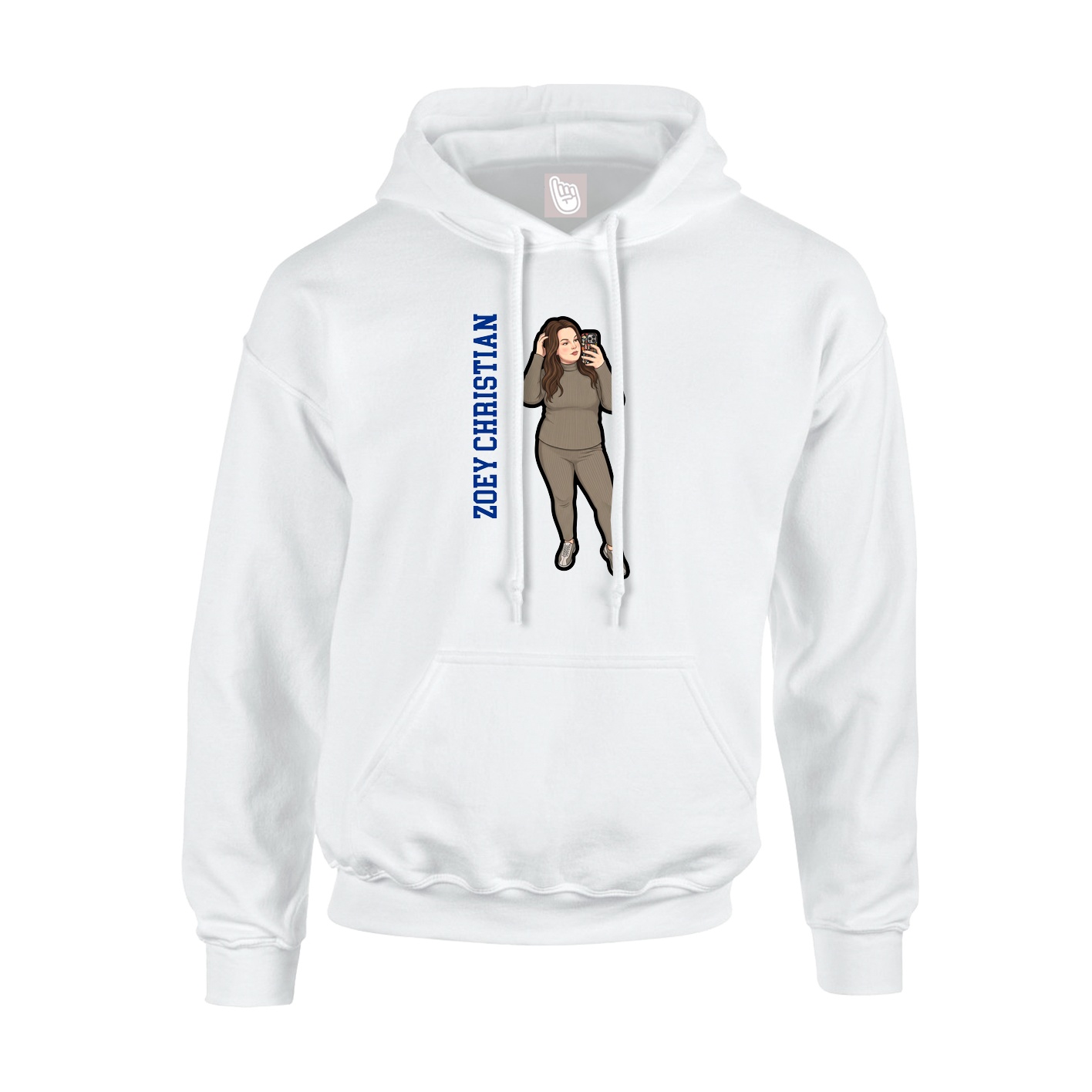 Youth Hoodie — Name Vertical in White