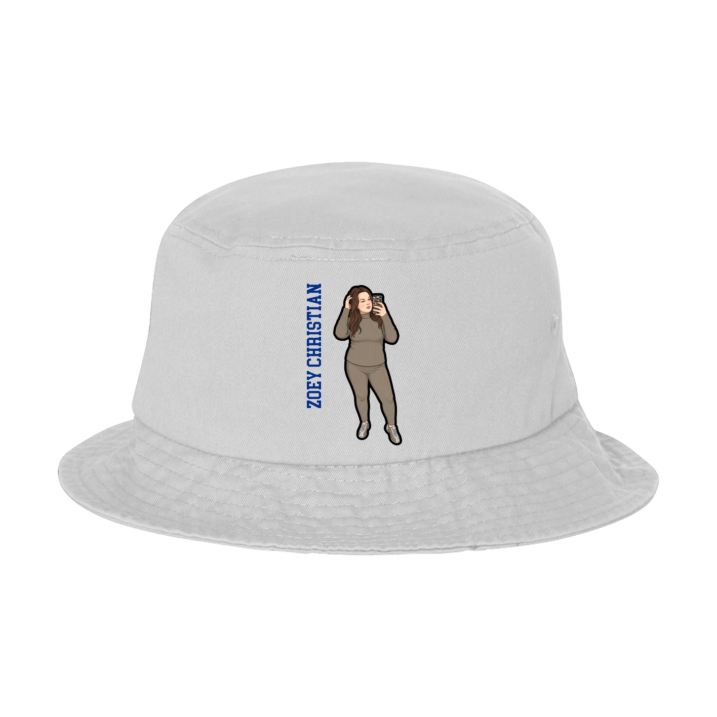 Bucket Cap — Name Vertical in White