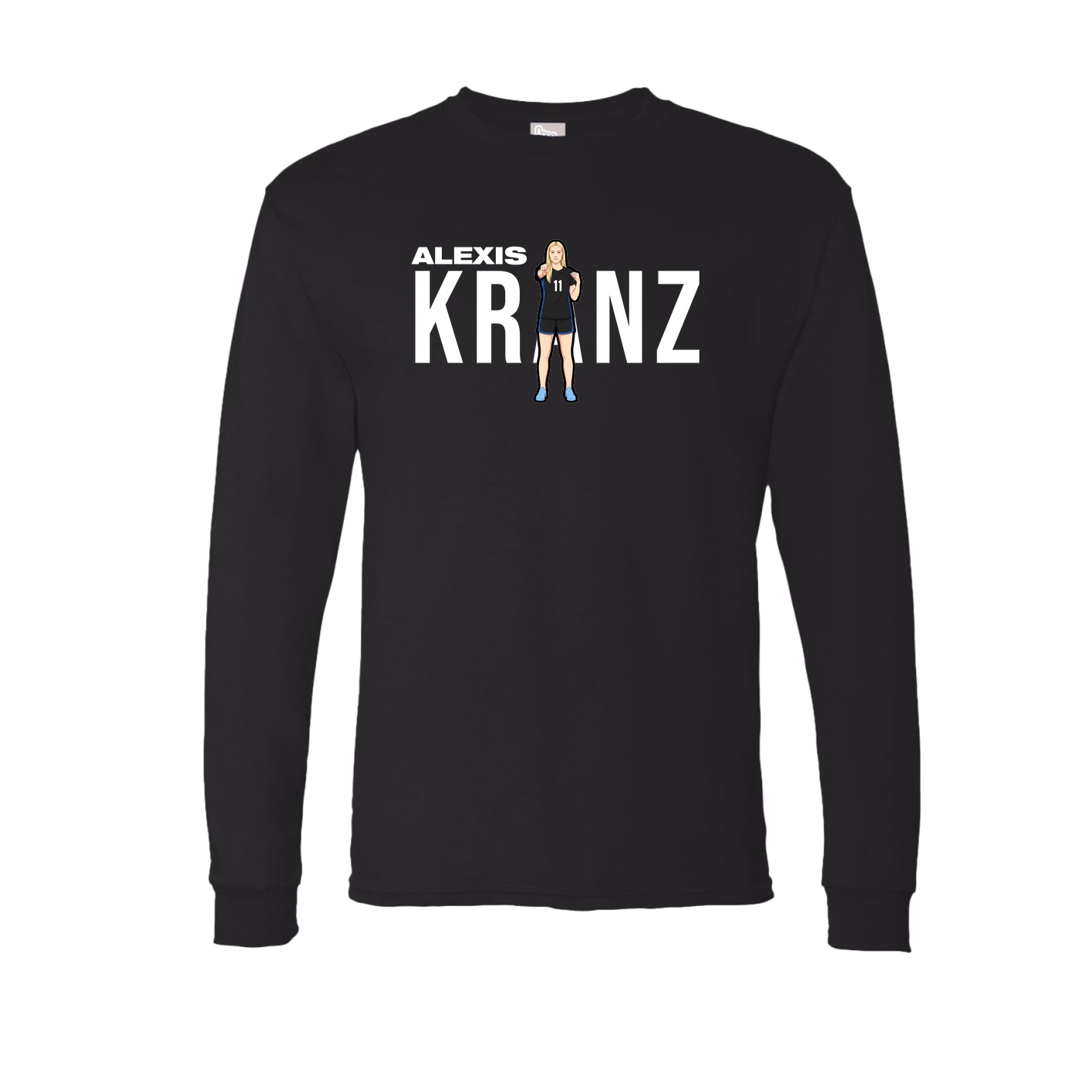 Long Sleeve Tee — Player Name in Black