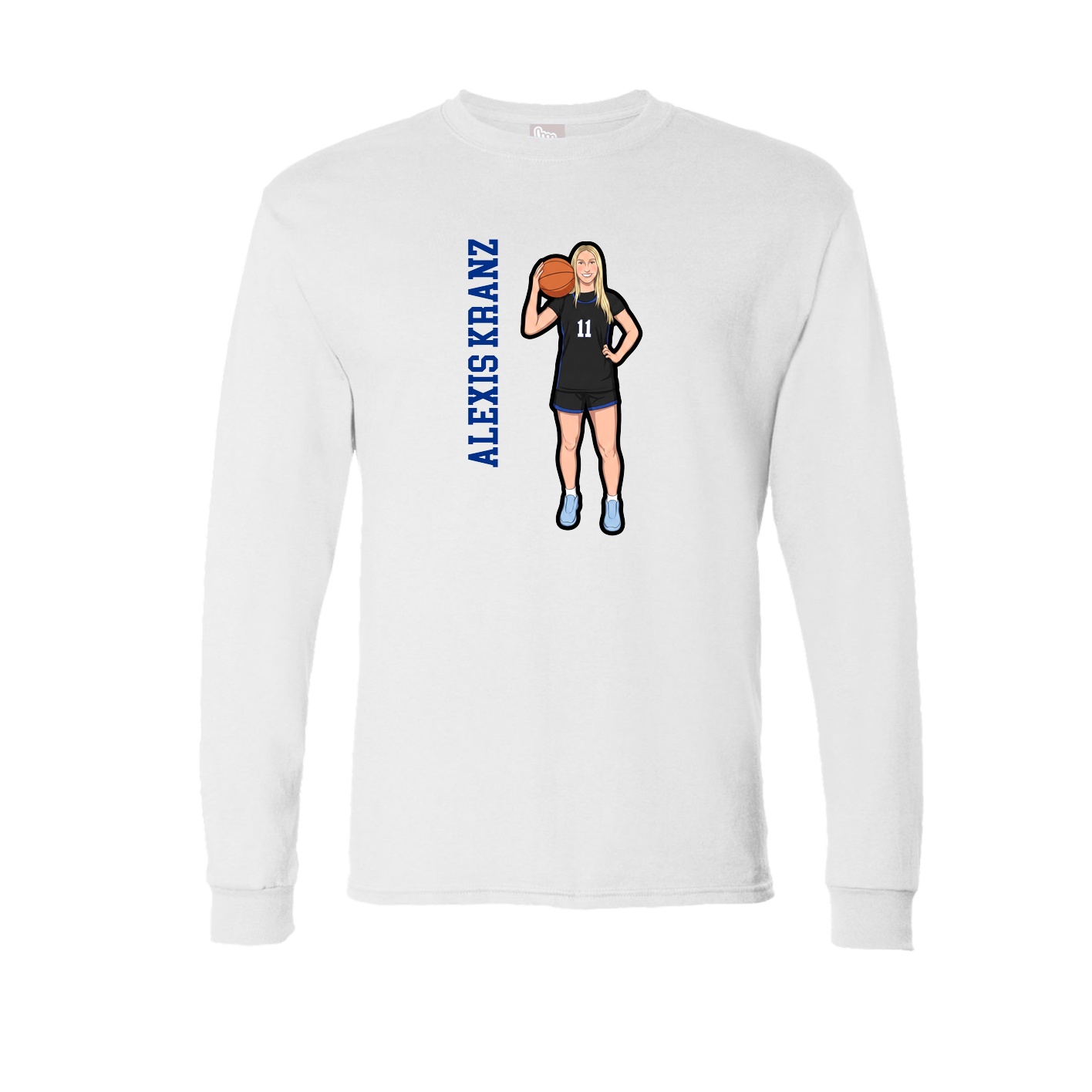 Long Sleeve Tee — Name Vertical in White