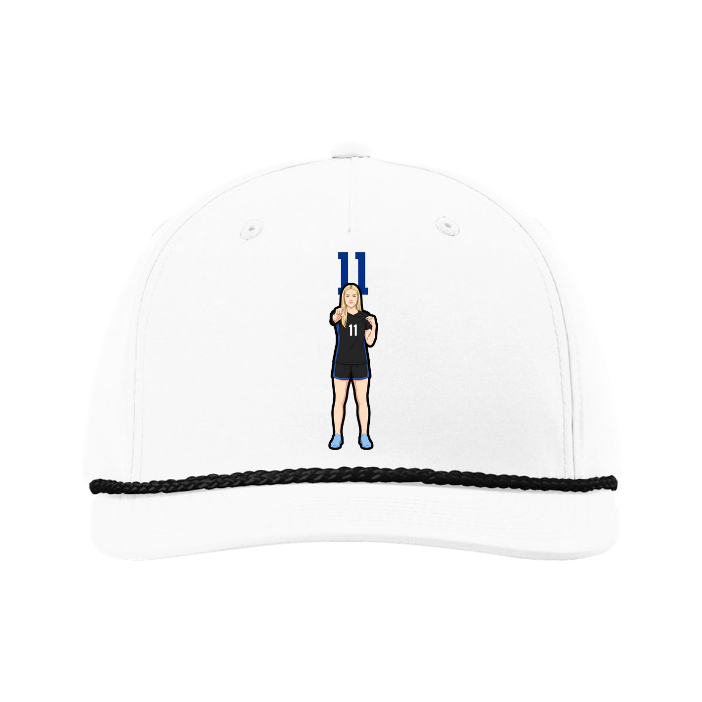 Five-Panel Classic Rope Cap — Number Top in White