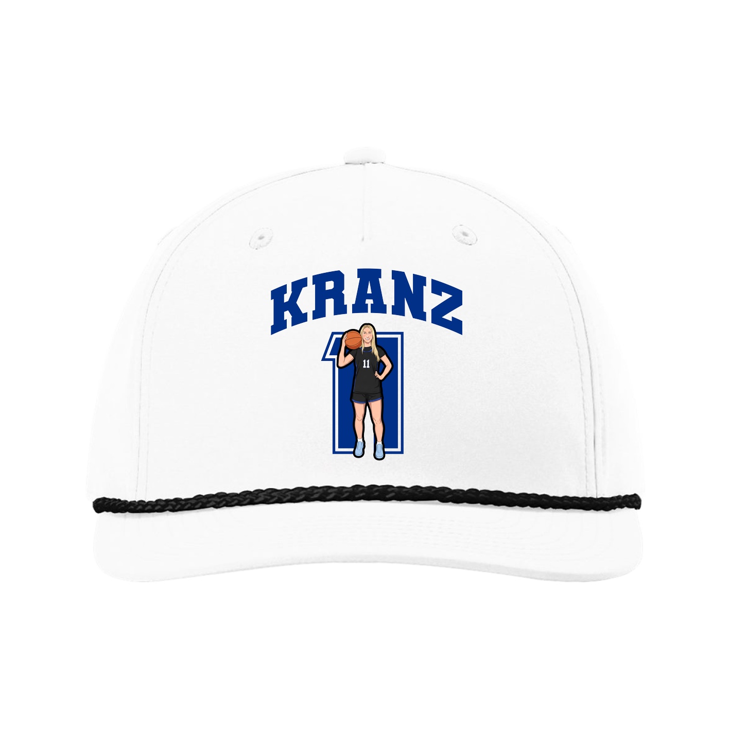 Five-Panel Classic Rope Cap — Number in White