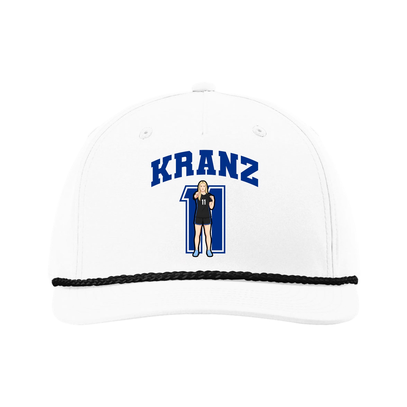 Five-Panel Classic Rope Cap — Number in White