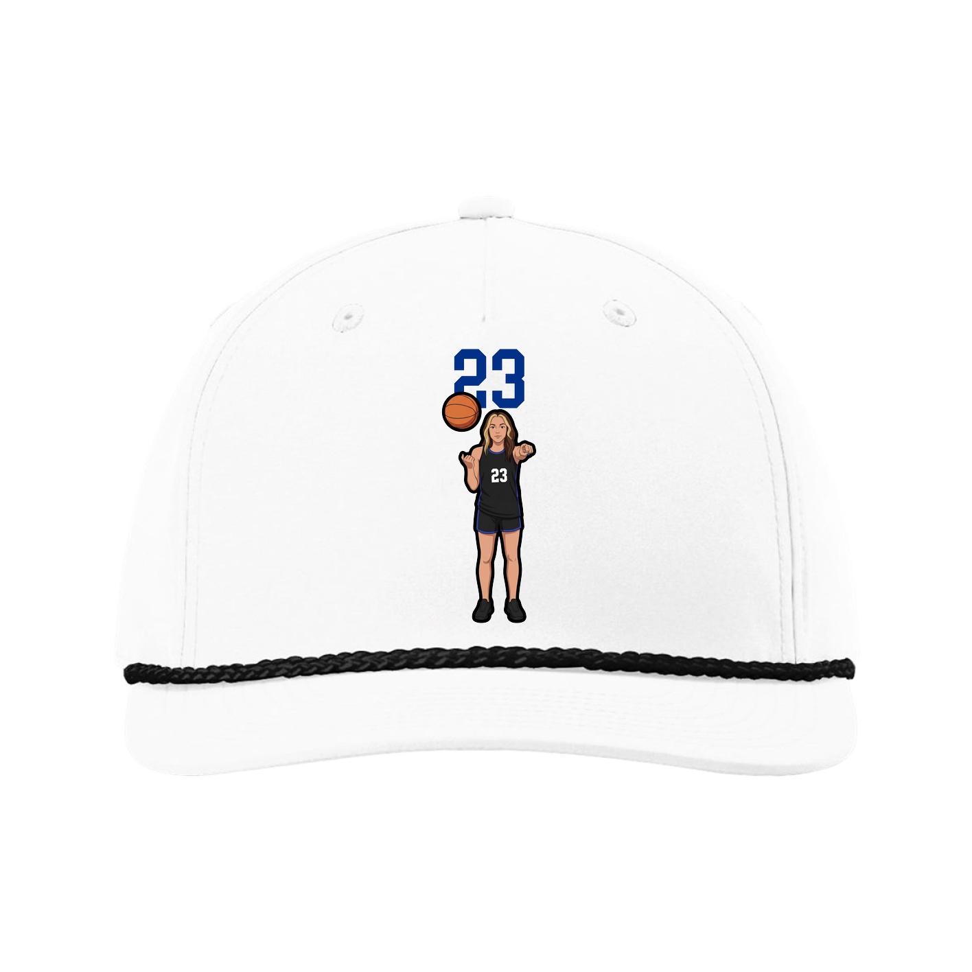 Five-Panel Classic Rope Cap — Number Top in White
