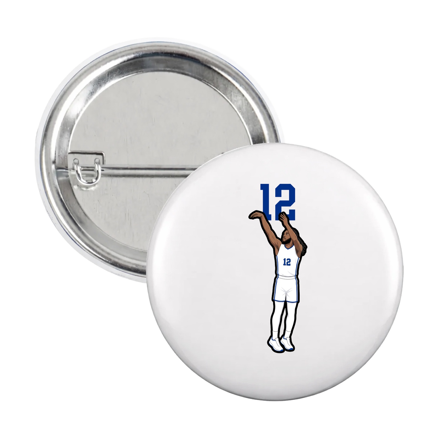 Game Day Button — Number Top in White