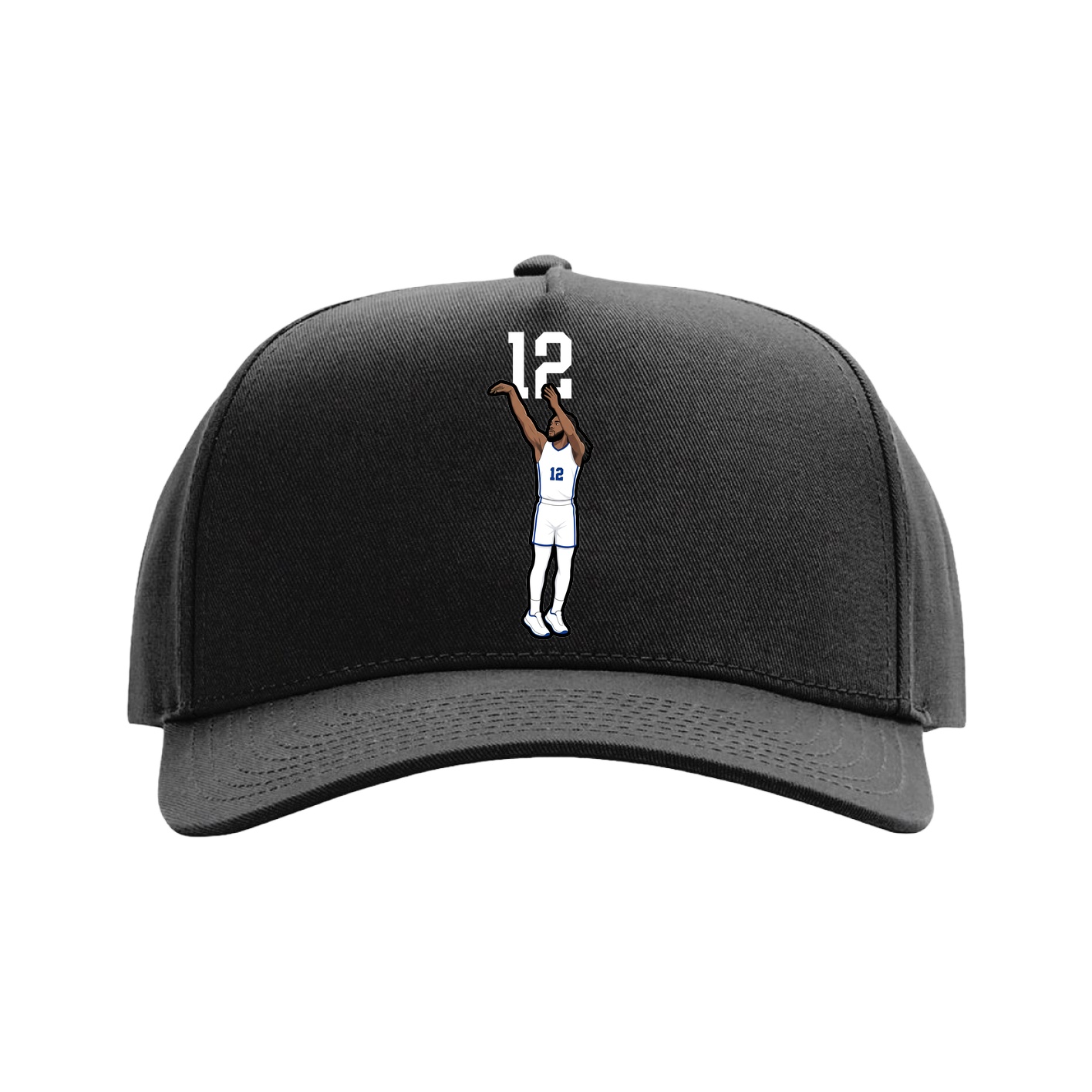 Full Fabric Five-Panel Champ Cap — Number Top in Black